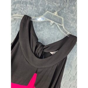 AA Studio Womens Plus 16W Colorblock Chevron Tie Back Halter Dress Black Pink‎